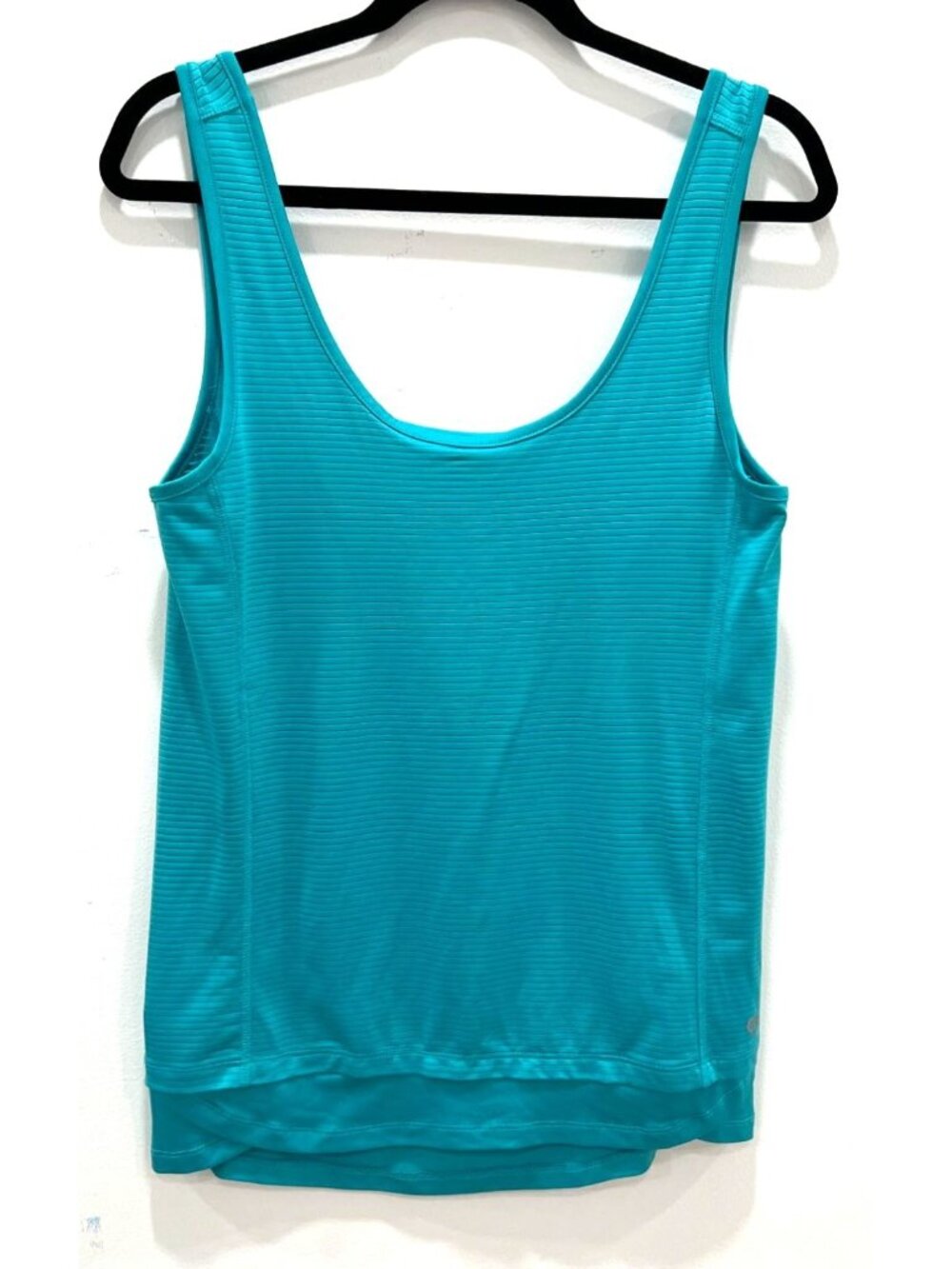 Colosseum Teal Blue Subtle Striped High-Low Athletic Tank Top Size Large